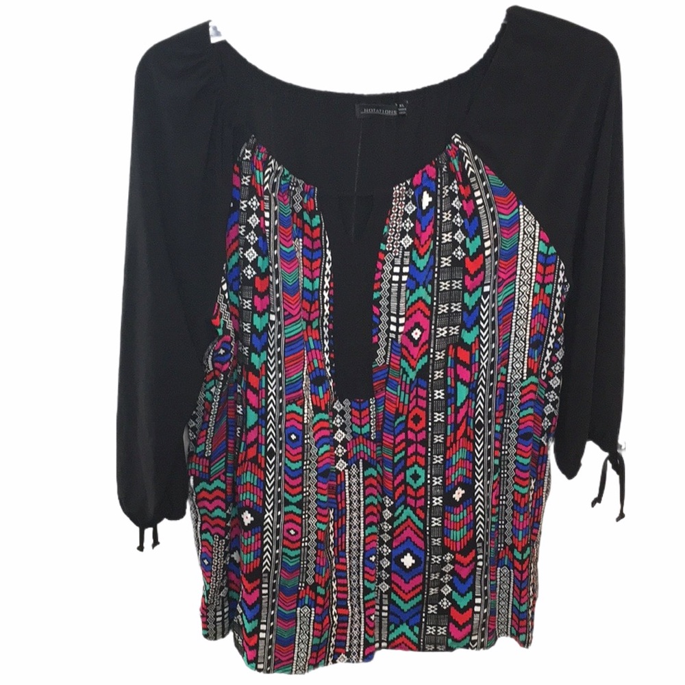 Notations Colorful Aztec Print Blouse